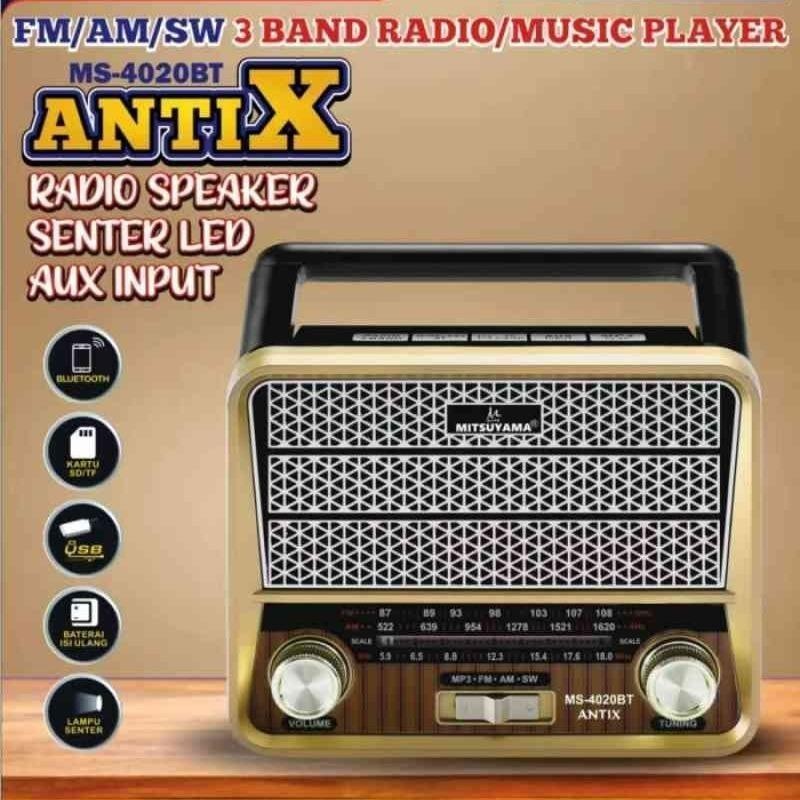 Radio Speaker Senter LED Bluetooth Mp3 Mitsuyama MS-4020BT Antix