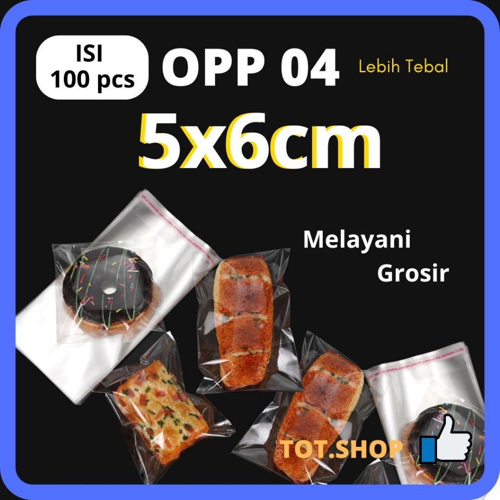 

(04) 5 X 6 OPP LEM PLASTIK KACA Isi 100 Lembar Kemasan Roti, Kue, Bakery, Souvenir, dll