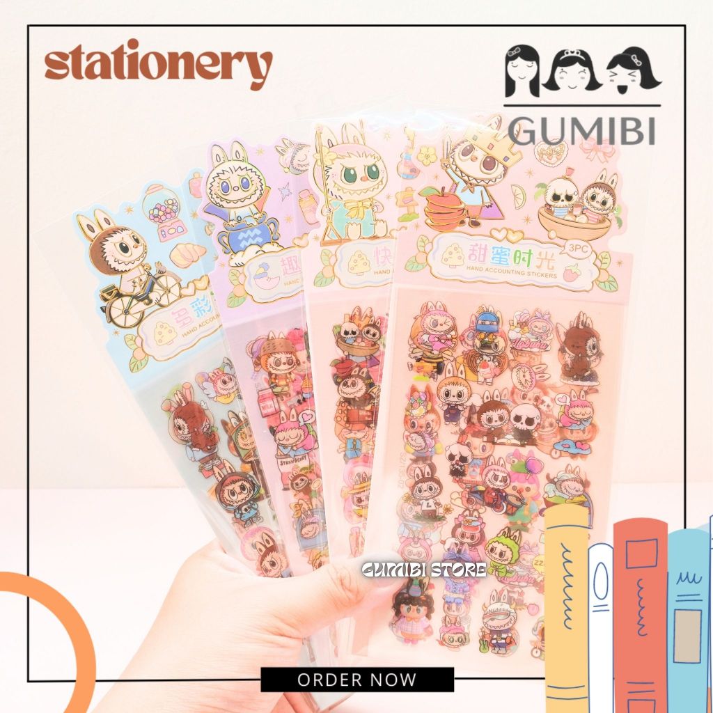 

STIKER LABUBU 1 PACK 3 LEMBAR STIKER PVC ANTI AIR ISI 3 LEMBAR LABUBU STIKER PREMIUM FREE GIFT BUAT TEMAN GUMIBI STORE