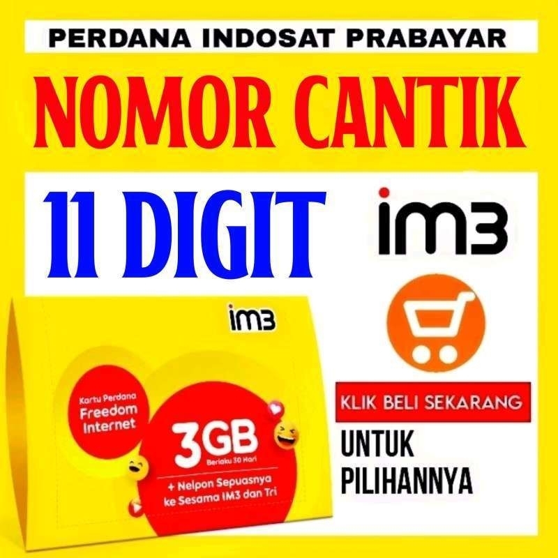 Nomor cantik kartu perdana indosat 11 digit bonus pengisian kuota 8 / 15 gb