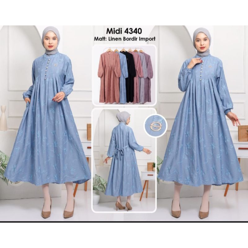 midi cotton linen bordir super premium