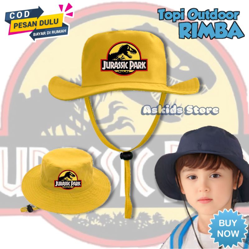 Topi Rimba Anak Jurassic Park Topi Rimba Anak TK/SD Kekinian Bisa Pakai Nama