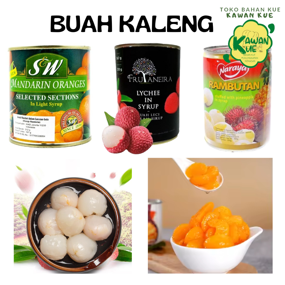 

BUAH KEMASAN KALENG/FRUIT COOKTAIL/WILMOND ORANGE/FRUTANAIRA LYCHEE SYRUP /NARAYA RAMBUTAN NANAS/S W MANDARINE ORANGE