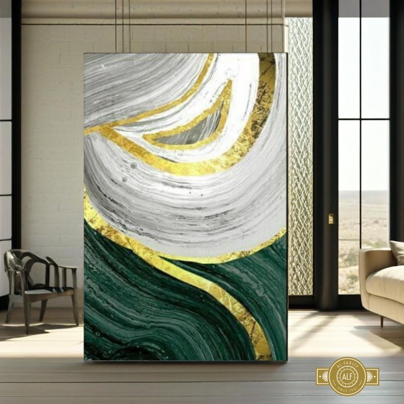 Hiasan Dinding Dekorasi Dinding Lukisan Abstrak Tekstur Gold Lukisan Modern Aesthetic