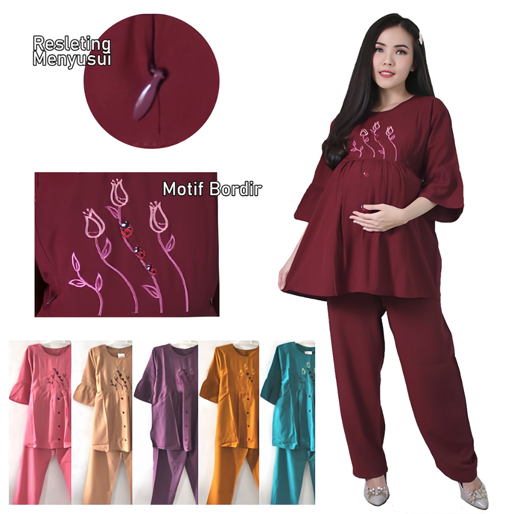 Baju Setelan Hamil Menyusui Model Casual Bahan Rayon Vicose