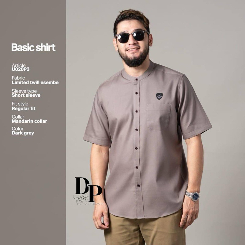 kemeja koko pendek motif benzema polos terlaris warna gray//Baju koko motif Benzema Terbaru Terlaris