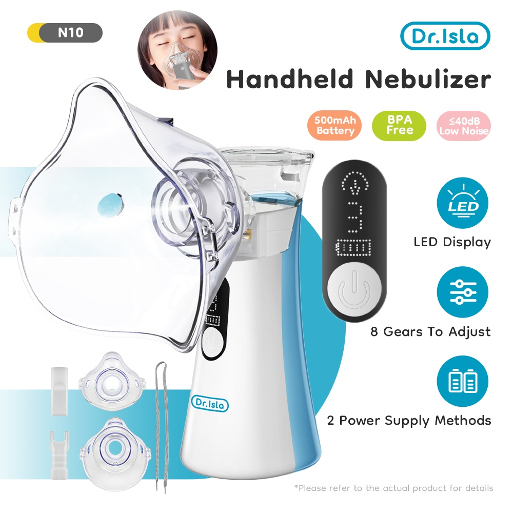 Dr.isla x MISSAI Alat Nebulizer Portable Omron Nebulizer Tampilan digital LED Terapi Pernafasan Nebu