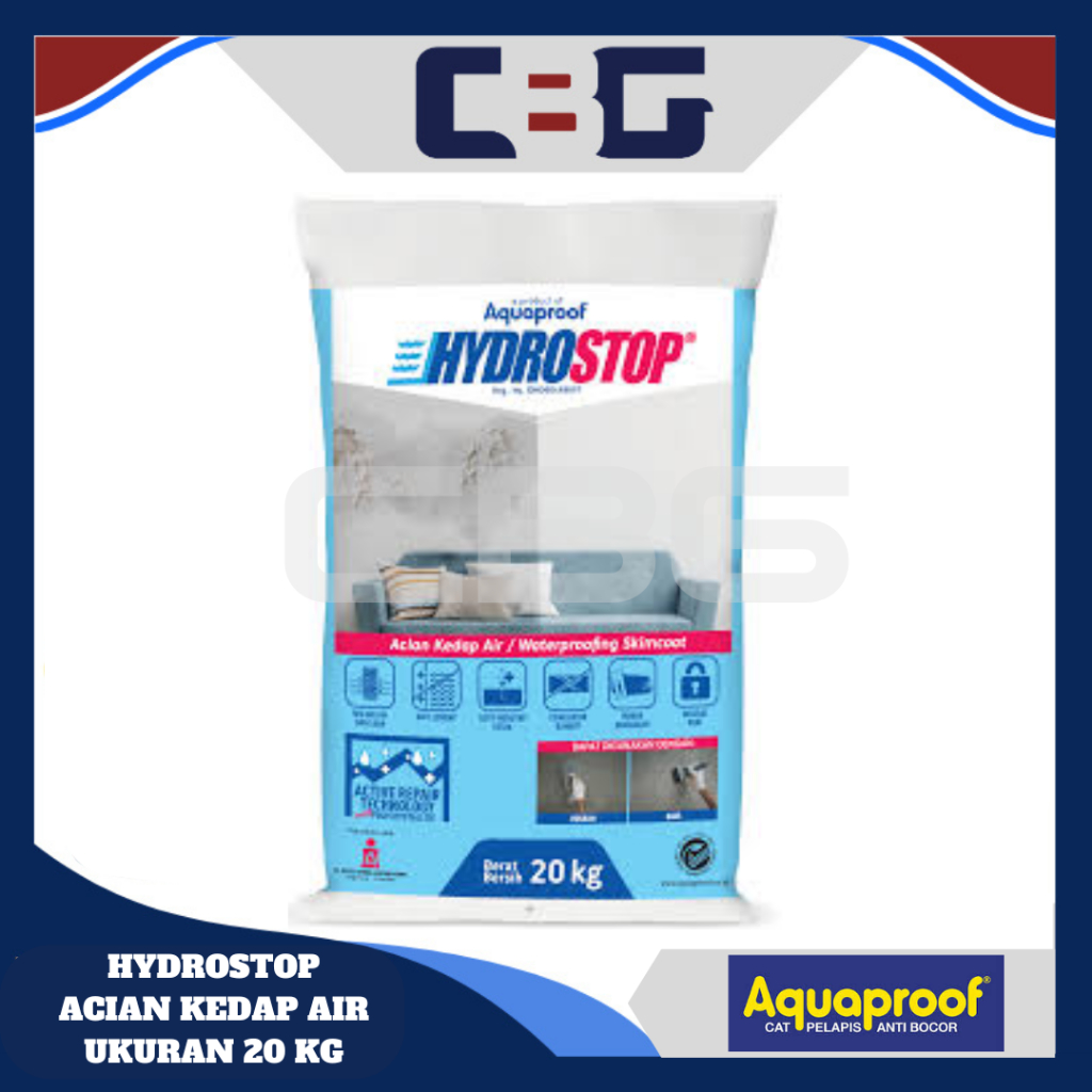 AQUAPROOF Hydrostop 20kg - ABU Acian Kedap Air, semen acian waterproofing pelapis anti bocor, waterp