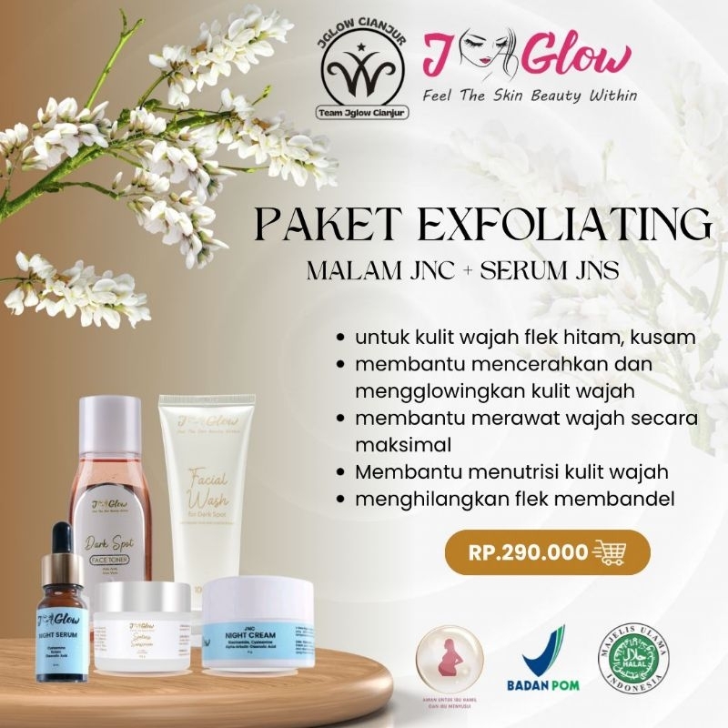 J-glow PAKET EXFOLIATING (malam jnc + serum jns)