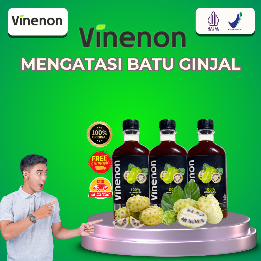 

VINENON cuka mengkudu untuk Hancurkan Batu Ginjal & Melancar Purin dalam tubuh - 3 Botol