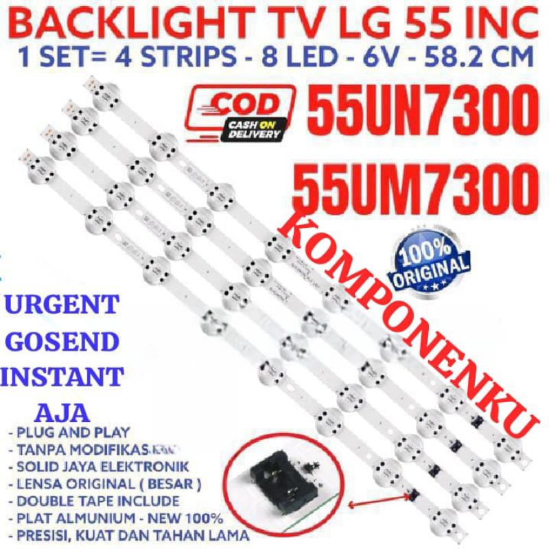 BACKLIGHT TV LG 55 INC 55UM7300 55UN7300 55UM 55UN LAMPU BL 8K 6V KODOK LENSA BESAR 8LED 8 KANCING 6