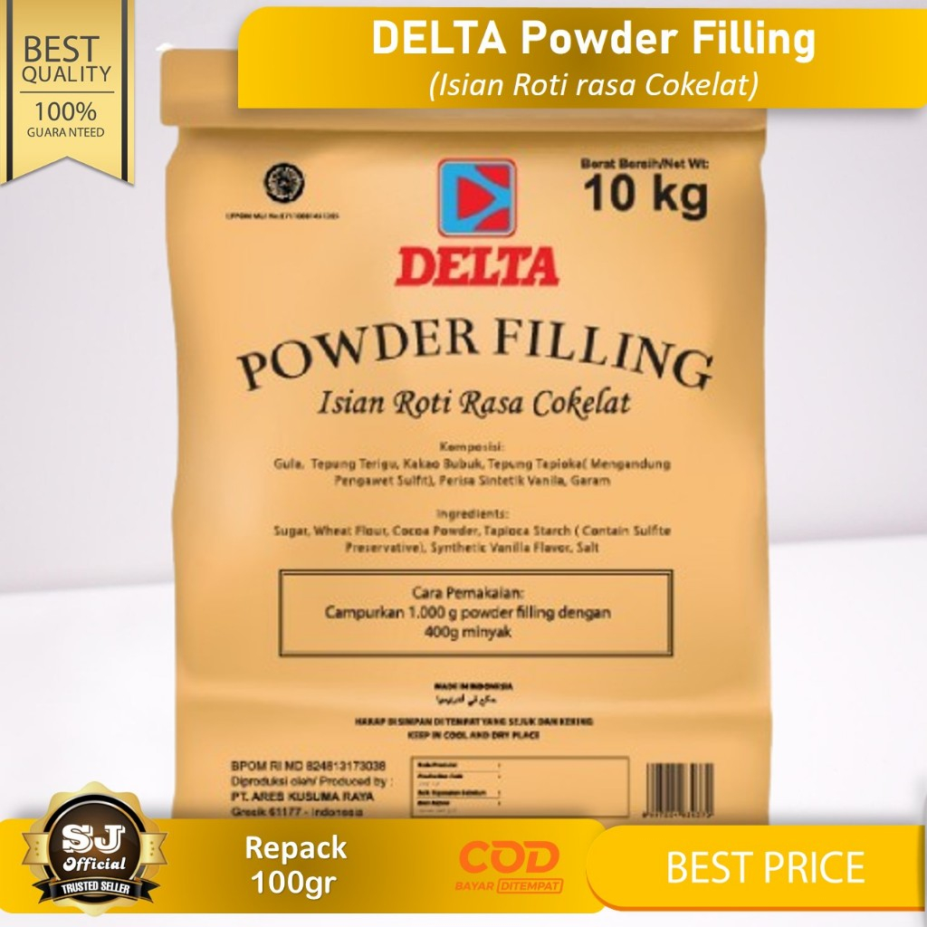 

Delta Powder Filling Chocolate Kemasan 100gr - Cokelat Bubuk Untuk Isian Roti