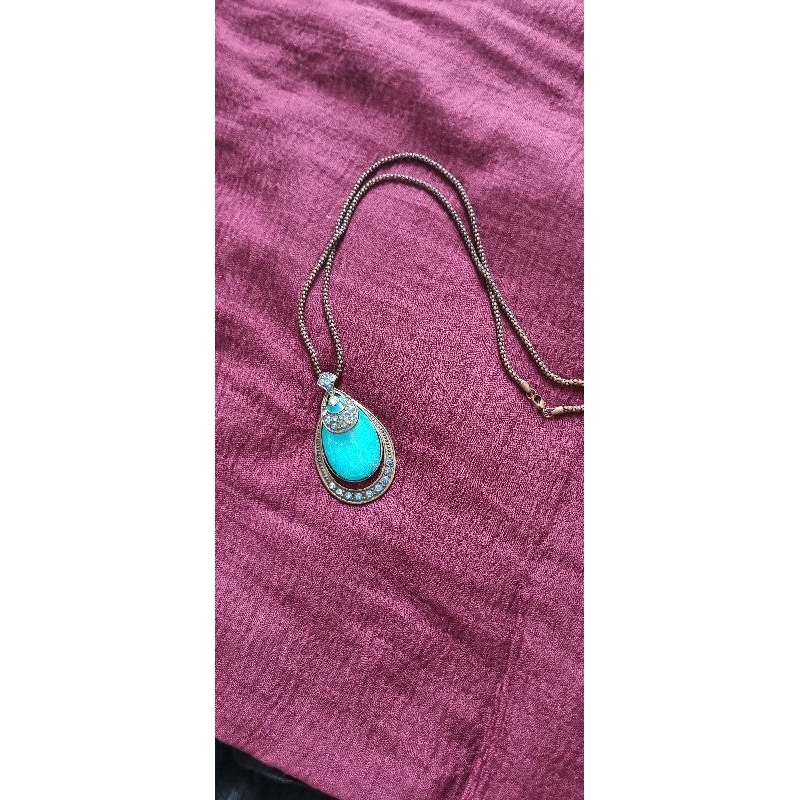 Kalung Rantai Liontin Batu asli Biru