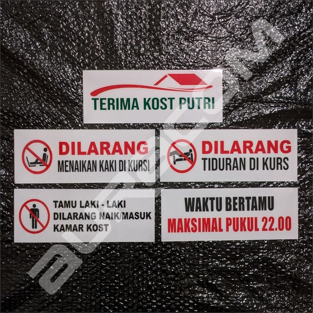 

Akrilik Aturan Anak Kost_Akrilik Batas Bertamu_ dilarang menaikan kursi_10x30 cm_Melayani Custom