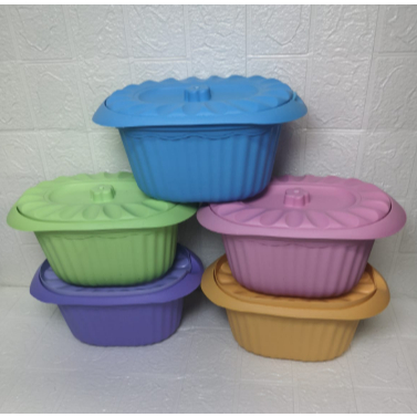 BASI OVAL OSCAL MARTIN ROSE/BASI PRASMANAN + SENDOK/WADAH PRASMANAN PLASTIK DENGAN TUTUP