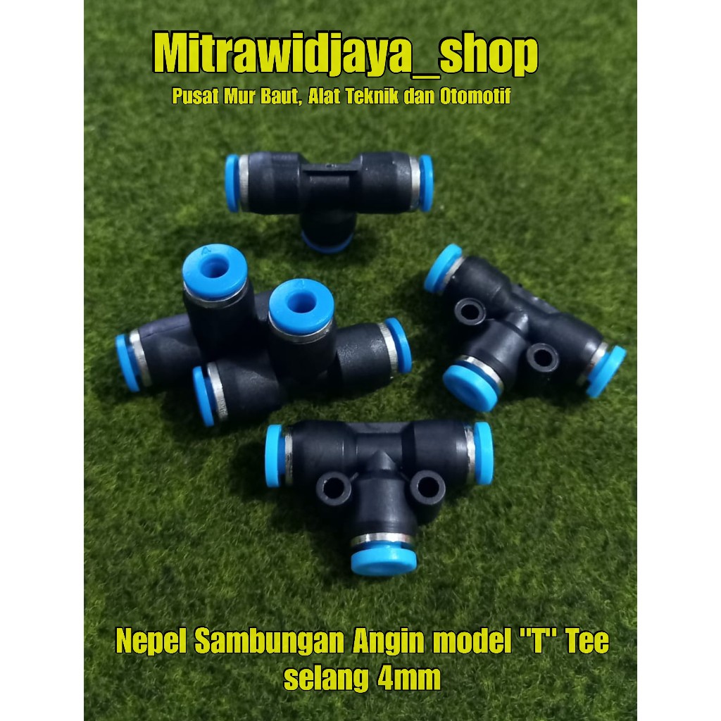 Fitting pneumatic / sambungan selang angin model TEE (T) SPE selang 4mm sambungan selang angin T sel