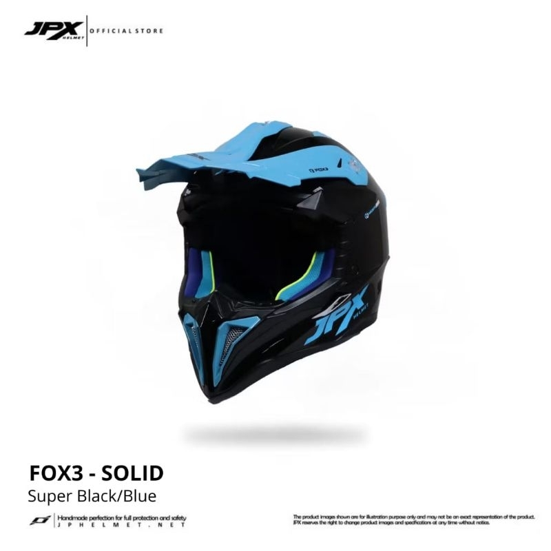 Helm cross JPX FOX3 Solid biru