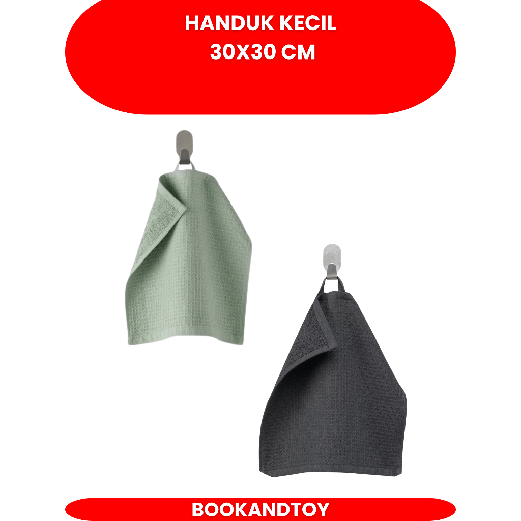 Hand Towel Salviken 1 pcs Handuk Terry kecil Motif kotak - kotak 30x30 cm Lap Tangan Washcloth
