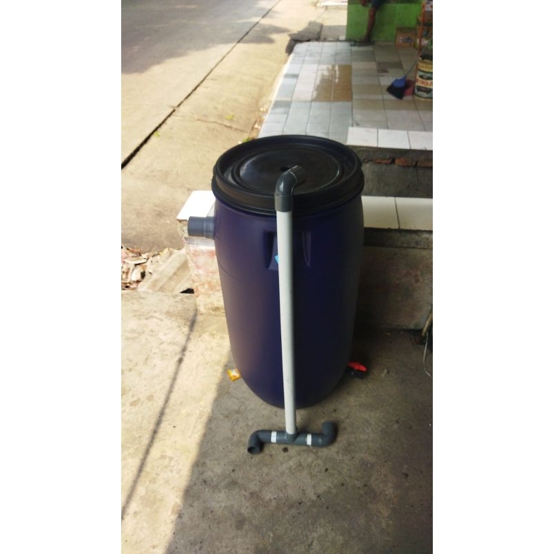 TONG FILTER KOLAM IKAN KOI, LELE, NILA MUJAIR, UK 80L 1 OUTPUT