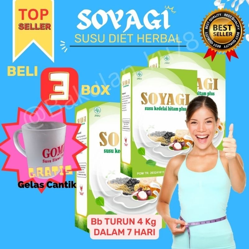 

(FREE GELAS CANTIK) 3 BOX SOYAGI SUSU KEDELAI HITAM AMPUH UNTUK DIET DAN CEPAT MENURUNKAN BERAT BADAN ALAMI