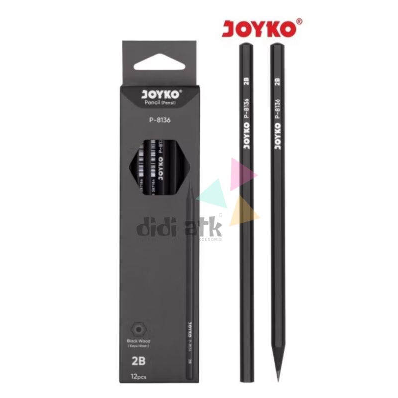 

Pensil Pencil 2B Joyko P-8136 Kayu Hitam 1 Pak Isi 12 Pcs