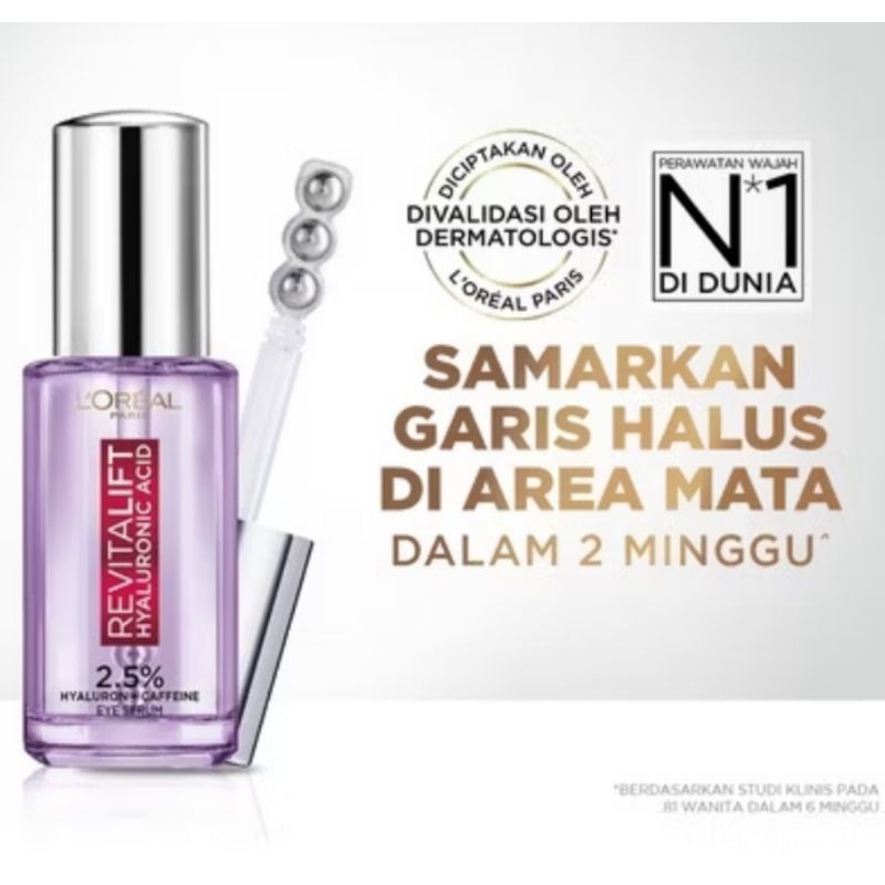 L'Oreal Paris Triple Roller 2.5% Hyaluron + Caffeine Eye Serum - Hyaluronic Acid Loreal Serum