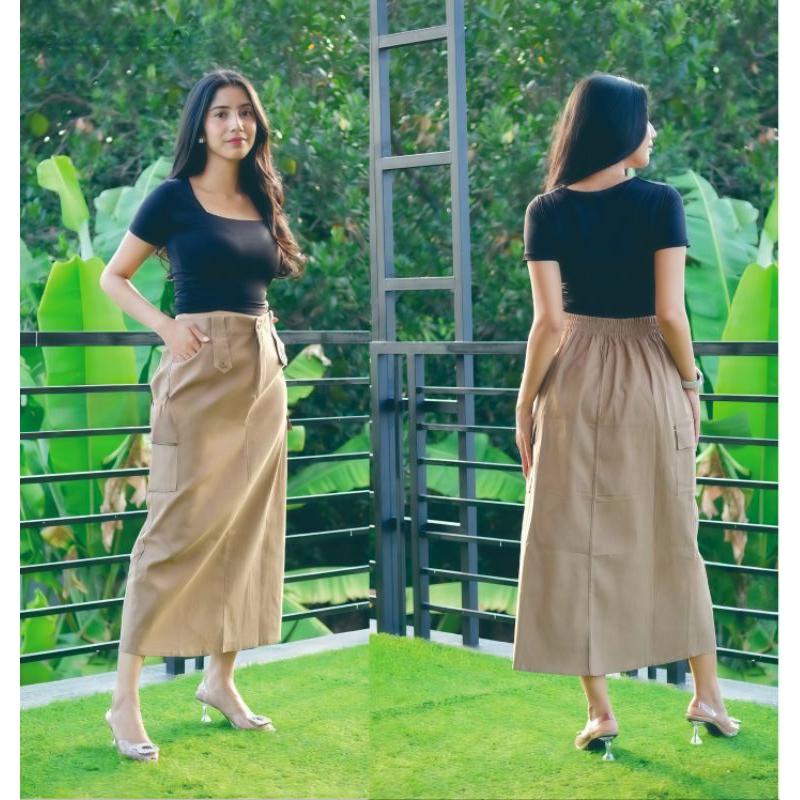 KOL rok cargo wanita remaja terbaru rok lebaran rok voral cargo import murah