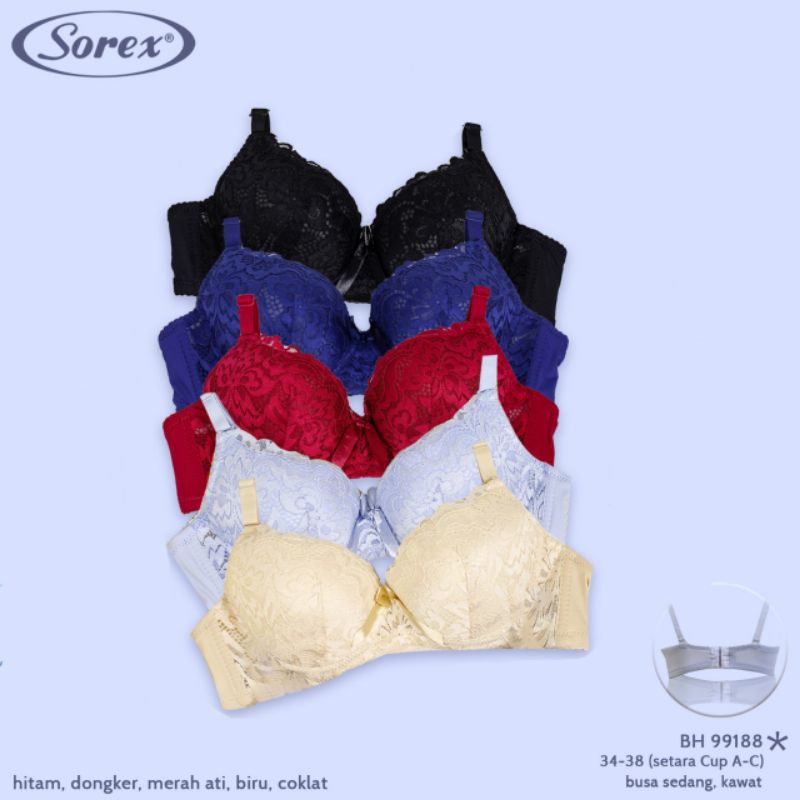 BH / Bra Wanita Sorex 99188 Bahan Katun Nilon - Tanpa Kawat - Cup B - Busa Sedang