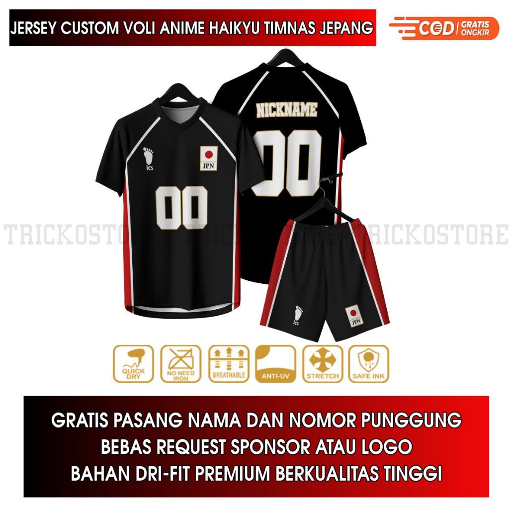 JERSEY CUSTOM VOLI ANIME HAIKYU TIMNAS JEPANG GRATIS PASANG NAMA DAN NOMOR PUNGGUNG BEBAS REQUEST