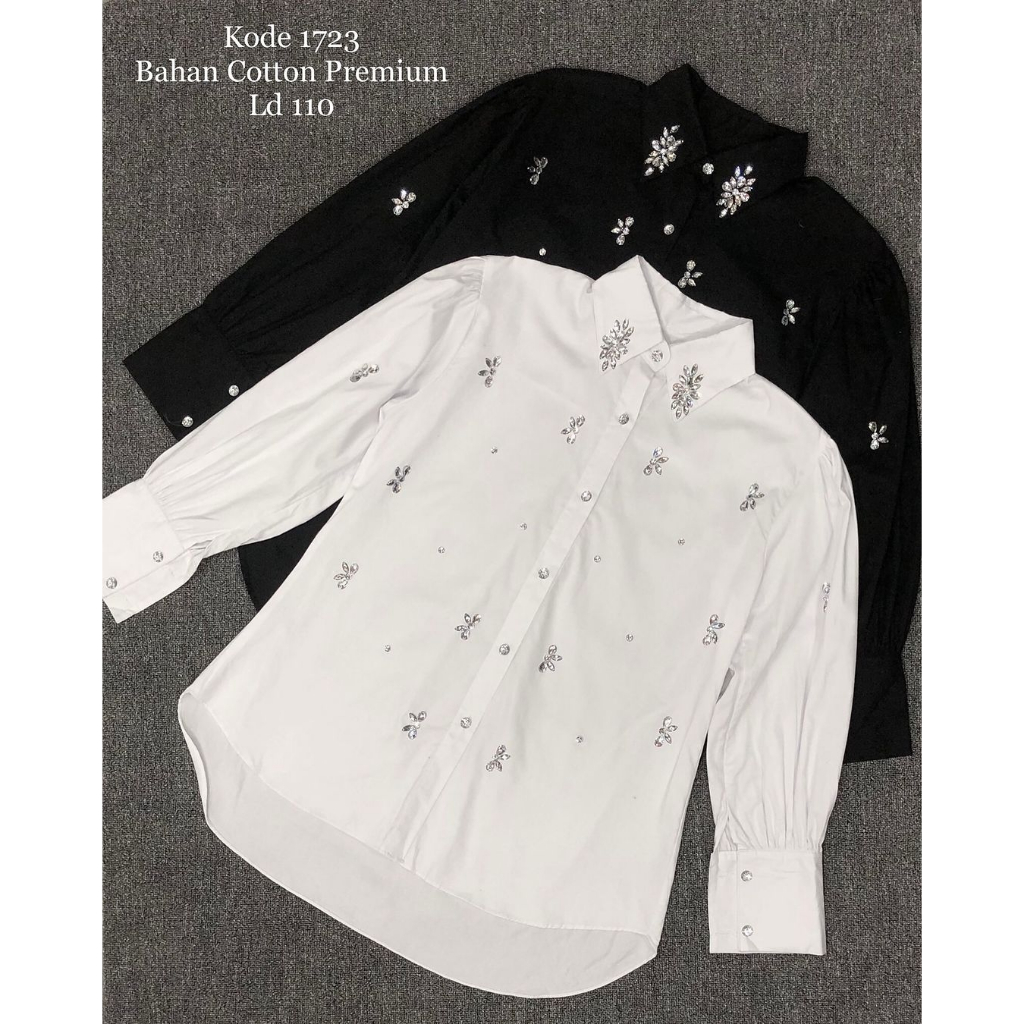 [LaVaylin] LV005 Baju Kemeja Atasan Wanita Payet Kantor Kerja Manik Premium Fashion Modern Terbaru