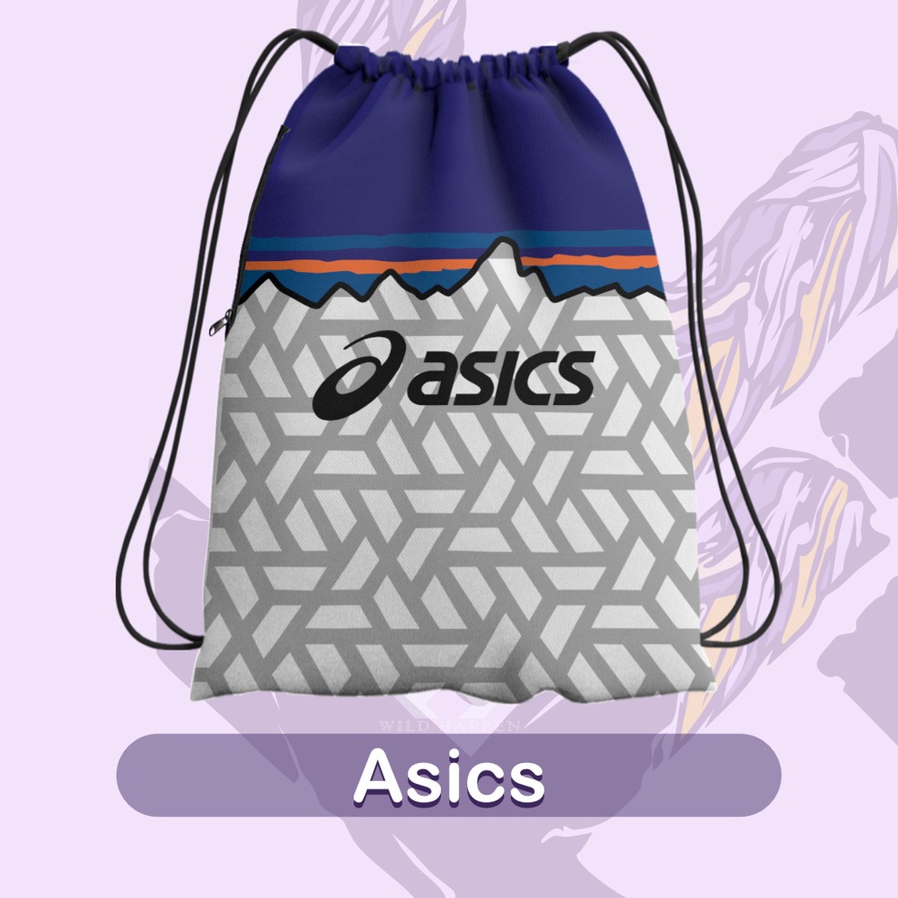 KODE N83S Tas Serut  String Bag Full Print Asics  Terlaris  Tas Sekolah Sepatu Futsal Atheena Store