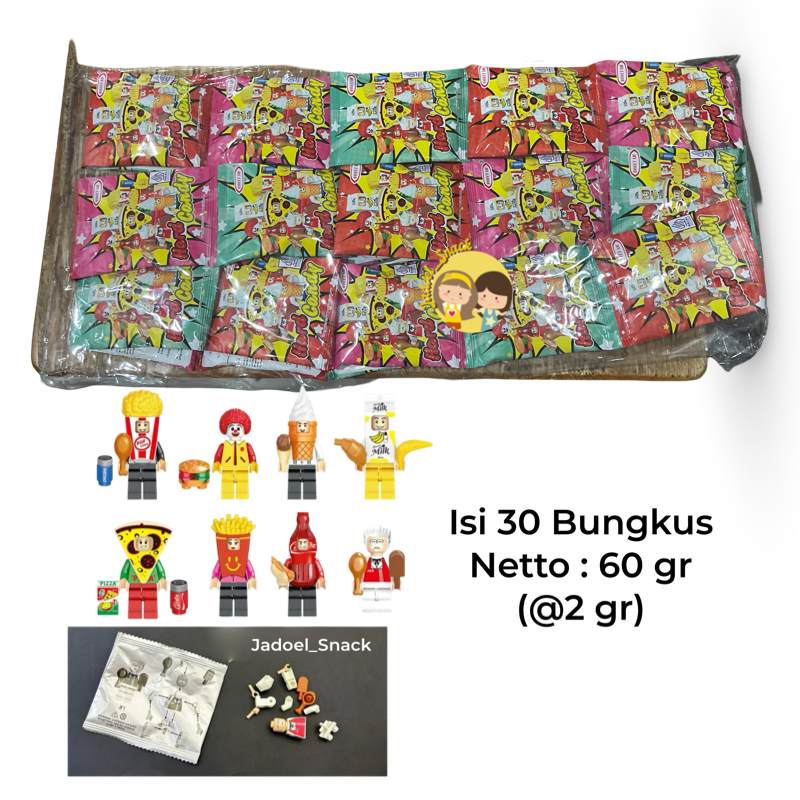 

GROSIR - Hard Candy Legos 30 x 2 Gr Fast Food People My Little Ponny by Jadoel_Snack