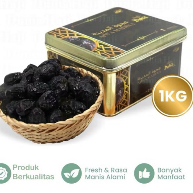 

kurma ajwa almadinah gradeA kemasan kaleng 1kg