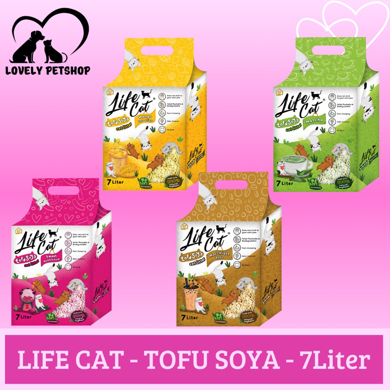 LIFE CAT // Tofu Soya // Pasir Tofu 7Liter - Pasir Gumpal Tofu // Pasir Kucing // Pasir Wangi