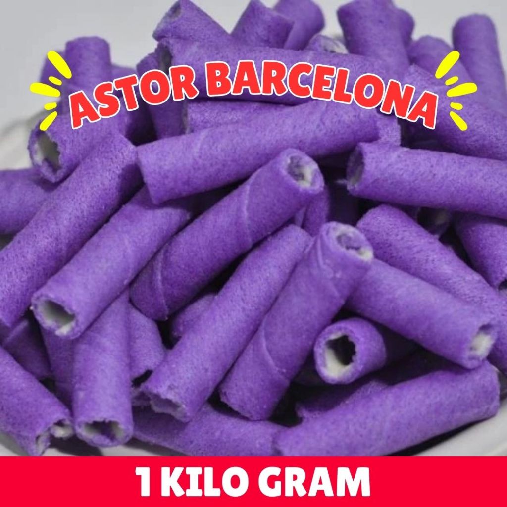 

Astor Mini 500Gr Murah Enak Renyah Astor Barcelona Wafer Rolls Kiloan Warna Ungu Rasa Bluberry