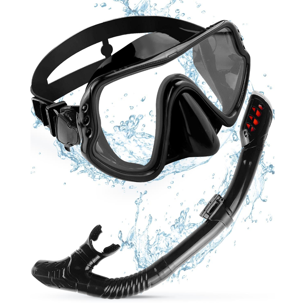1 set Kacamata Selam Diving Snorkeling masker selam kaca tahan goresan kacamata anti kabut