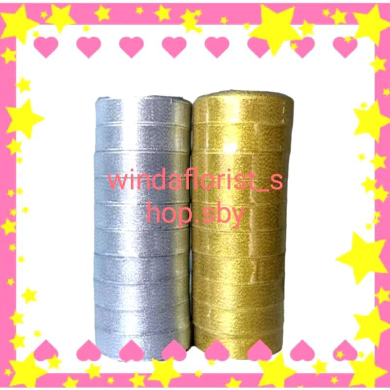 

Pita Ribbon Glitter (ROLL) Gold Silver 3/4 inch 2cm 20yard 18m
