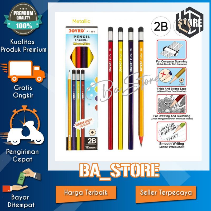 

PENCIL/PENSIL JOYKO 2B P-104/METALLIC/1 BOX 12 PCS