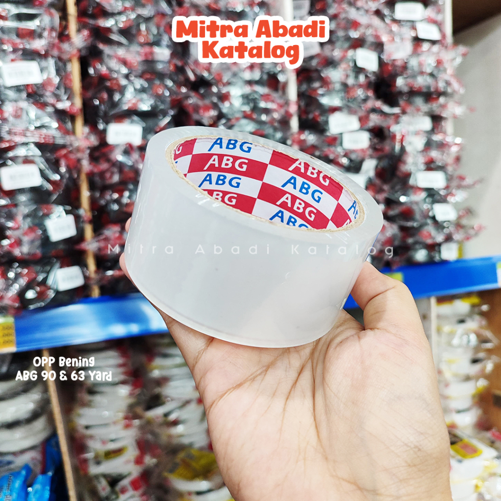 

(1 PCS) ISOLASI OPP BENING ABG 90 YARD & 63 YARD / 2 INCH WARNA TRANSPARAN LAKBAN SOLASI BESAR PEREKAT PREMIUM ALAT PACKING SELOTIP 2" LEM BAHAN PLASTIK MURAH ALAT TULIS KANTOR SEKOLAH ATK / MITRA ABADI KATALOG JOGJA