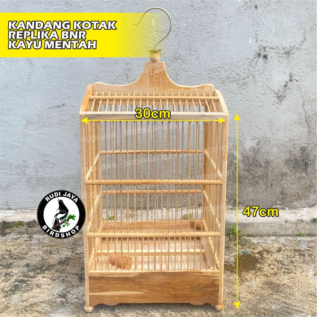 KANDANG KOTAK REPLIKA BNR MENTAH SANGKAR BURUNG KAYU JATI DIJAMIN HALUS UNTUK BURUNG PLECI GLATIK