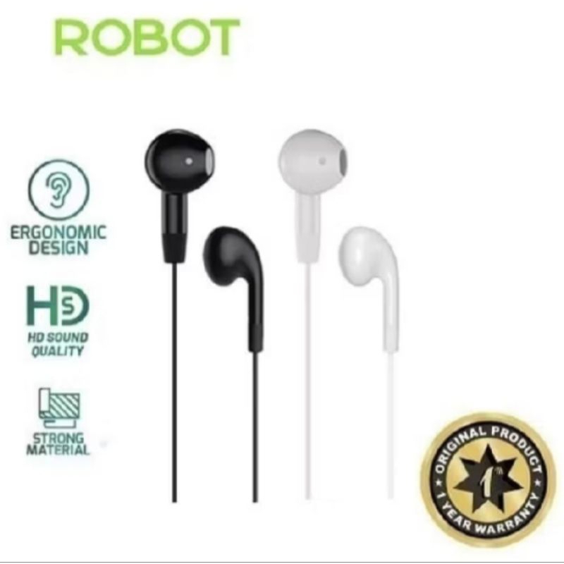 Heandset ROBOT RE50 original handsfree tampa karet  earphone non busa