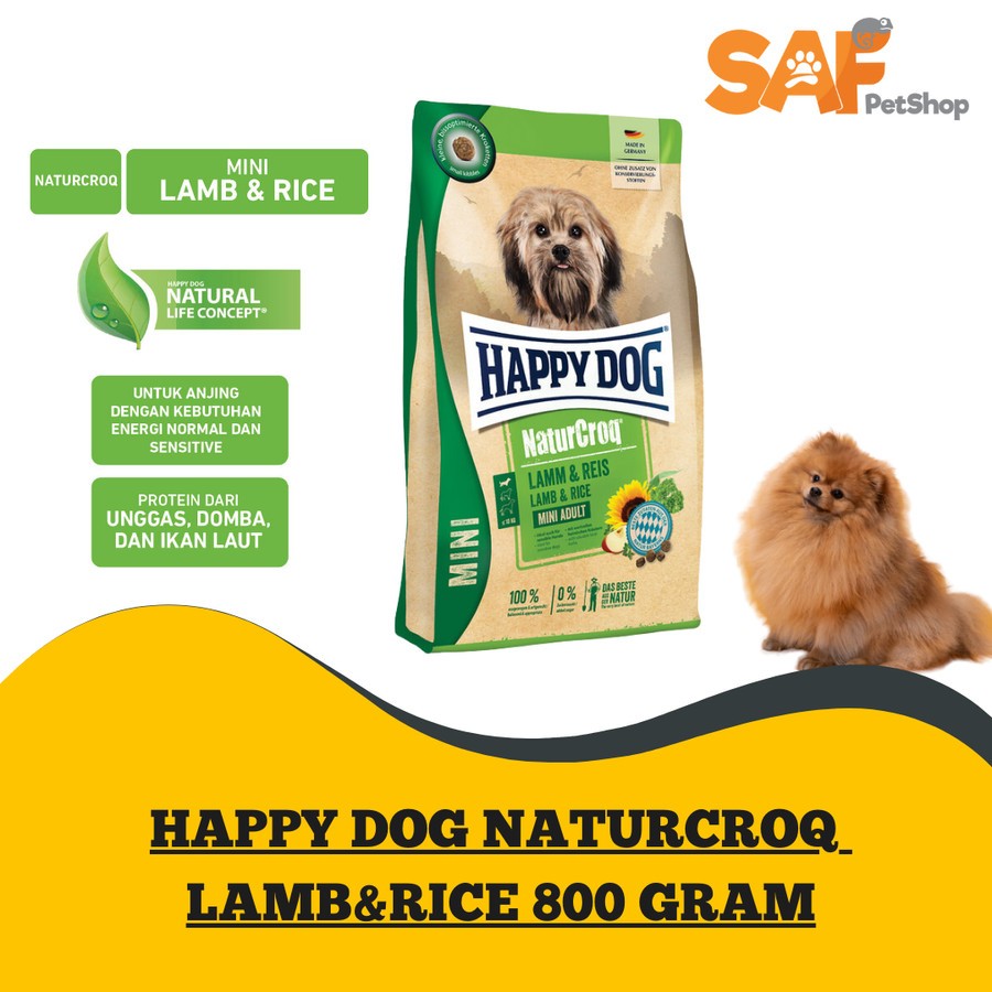 Happy Dog Mini Naturecroq Lamb & Rice 800 Gram Makanan Anjing Kecil Mini Pomp Poodle