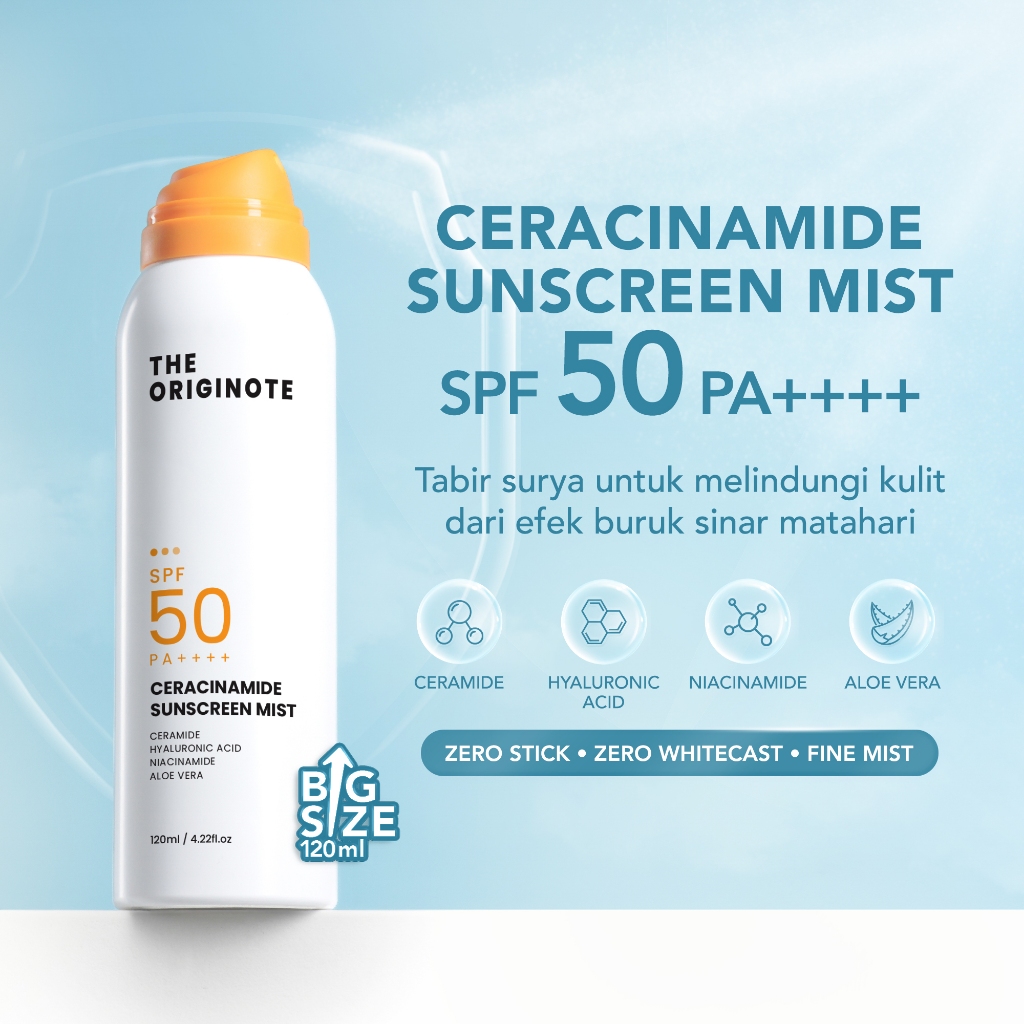 The Originote Ceracinamide Sunscreen Mist SPF 50 PA++++ - UV Protector Sunscreen Spray Face Sun Mist