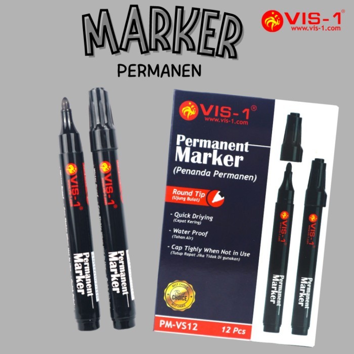 

Spidol Vis-1 Permanent ( Waterproof) Warna Hitam
