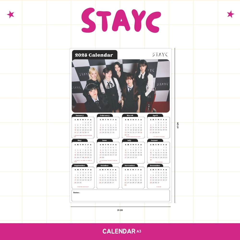 

2025 KALENDER STAYC KPOP + LAMINASI 2SISI IDOL KOREA BIAS MURAH UNOFFICIAL SWITH SUMIN SIEUN ISA SEEUN YOON J READY STOCK !