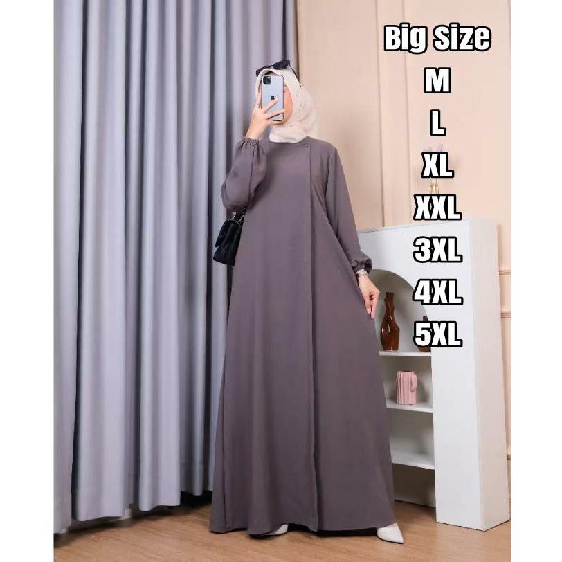 Gamis Simpel Polos Crinkle Airflow Premium Ukuran Jumbo M L XL XXL 3XL 4XL 5XL BB 100KG // Gamis Jum