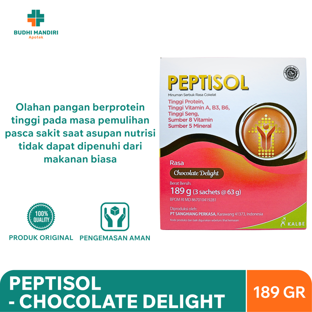 

Peptisol Chocolate 189gr - Olahan Pangan Kaya Vitamin dan Protein