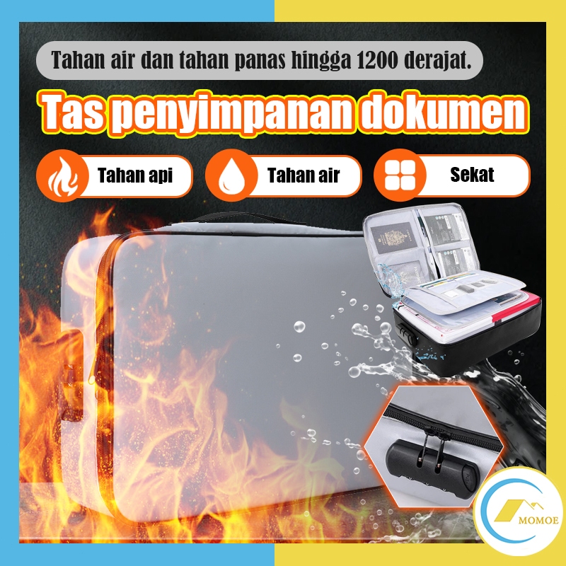 

✨COD✨Tas Penyimpan Dokumen Paspor dll Tahan Api & Air/Tas Dokumen Tas Travel Dokumen Document Storage Box Dengan Password