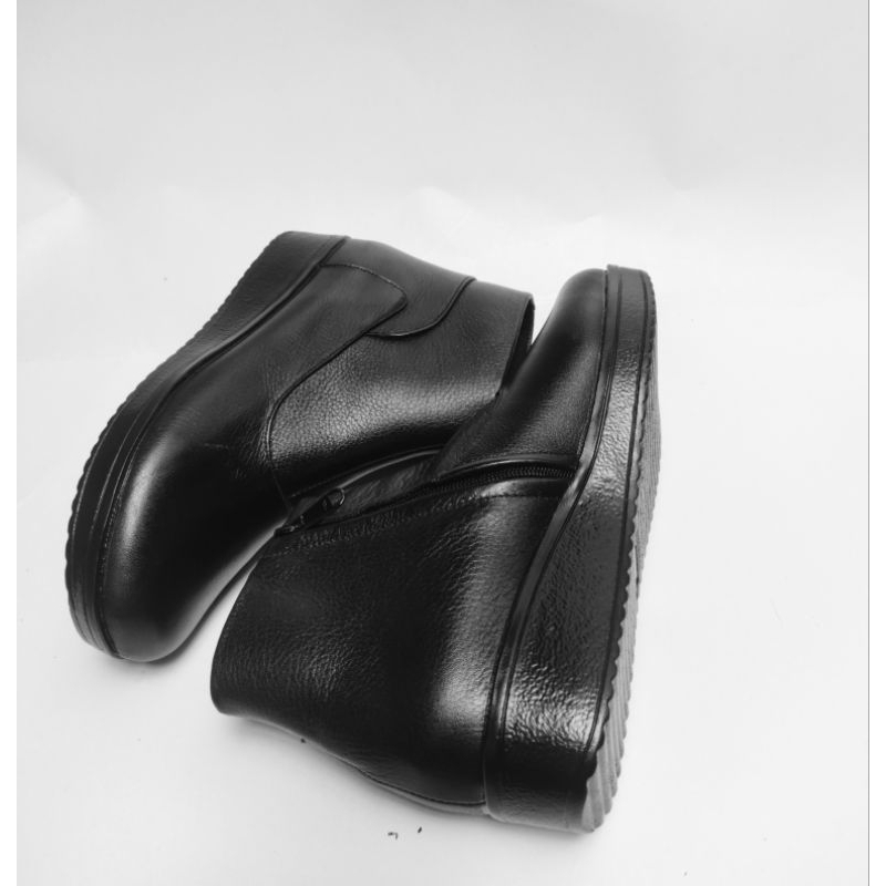herliano shoes boot cewek wedges  bahan kulit asli
