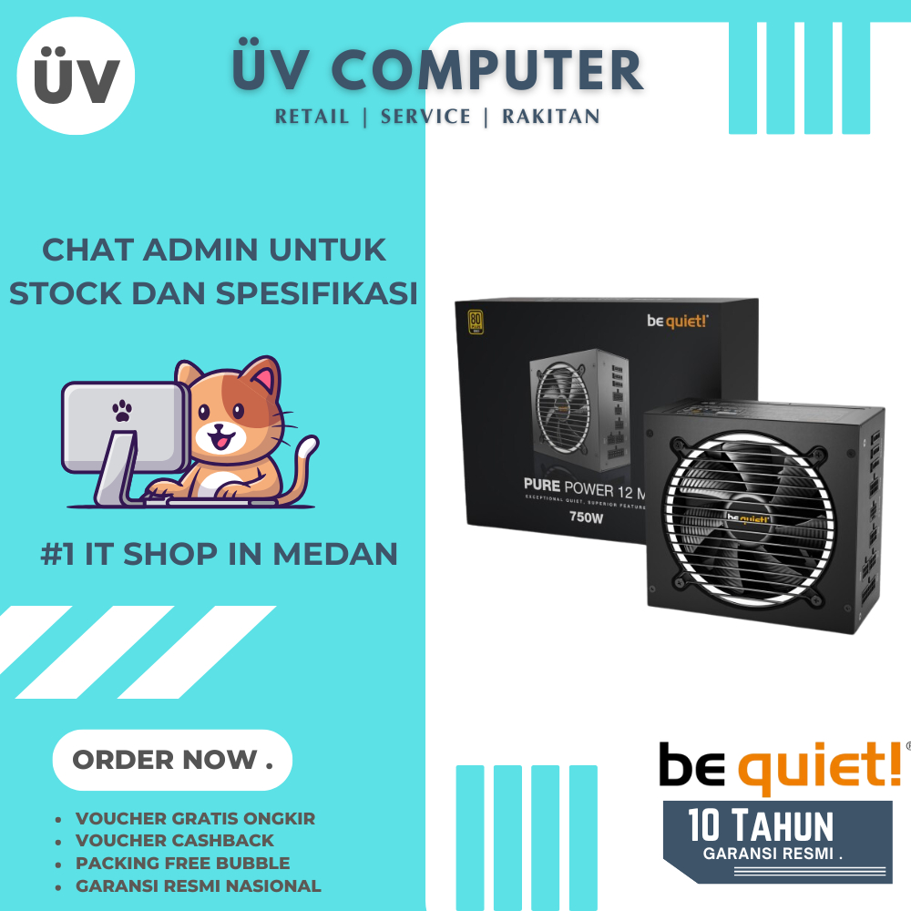 Power Supply PSU Internal PC Komputer | Be Quiet BeQuiet PURE POWER 12 M 750W | ATX 3.1 PCIe 5.1 | B